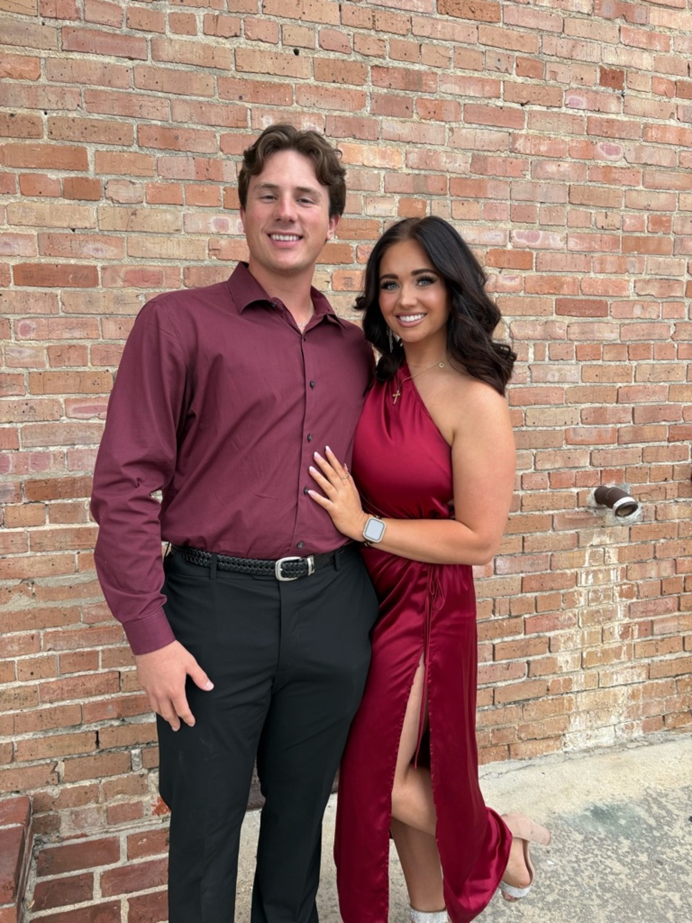 Wine Red Satin Halter Dress